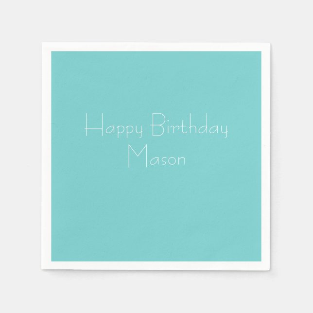 Teal Sky Personalised Party Paper Napkins (Front)