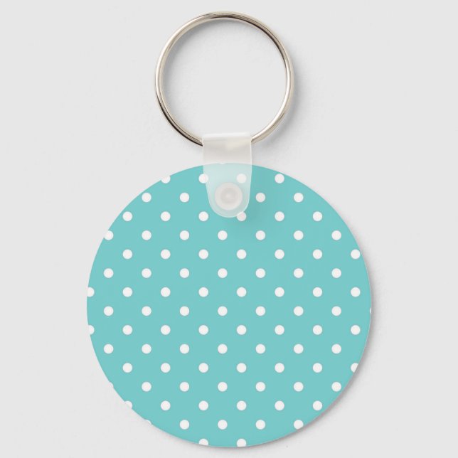 Teal Sky Polka Dot Keychain (Front)
