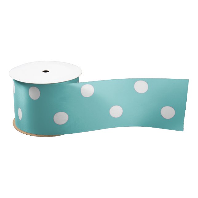 Teal Sky Polka Dot Ribbon Satin Ribbon (Spool)