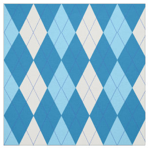 Teal   Skyblue   White Argyle Pattern Fabric