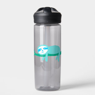 Teal Sloth on a Branch  Water Bottle