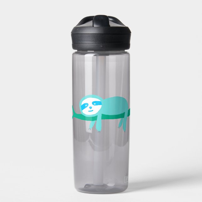 Teal Sloth on a Branch  Water Bottle (Front)