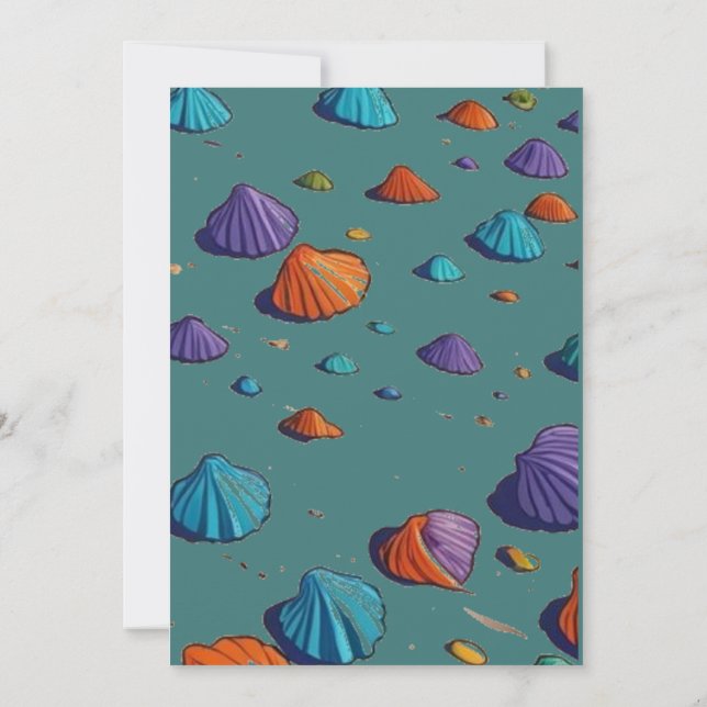 Teal &snailshell Bridal Shower Invitation Templat  (Back)