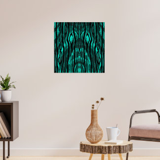 Teal Snake Head Tree Bark Poster