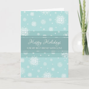 Teal Snow Best Friend Happy Holidays Card