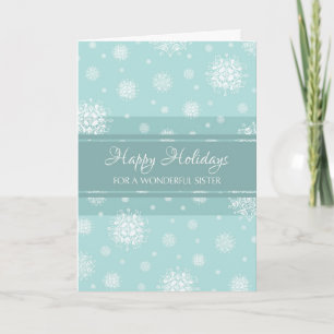 Teal Snow Sister Happy Holidays Christmas Card