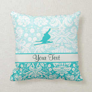 Teal Snow Skiing Cushion
