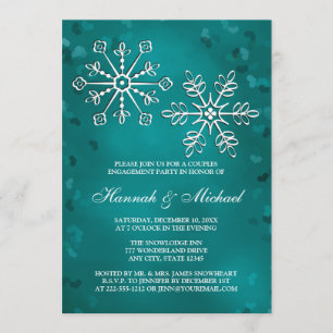 TEAL SNOWFLAKE COUPLES ENGAGEMENT PARTY INVITATION