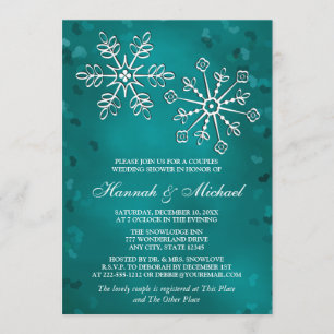 TEAL SNOWFLAKE COUPLES WEDDING SHOWER INVITATION