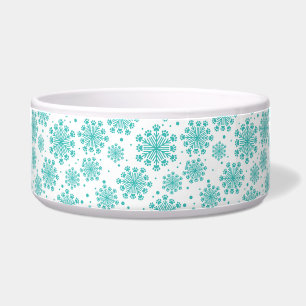 Teal  Snowflake on white with paw print pattern