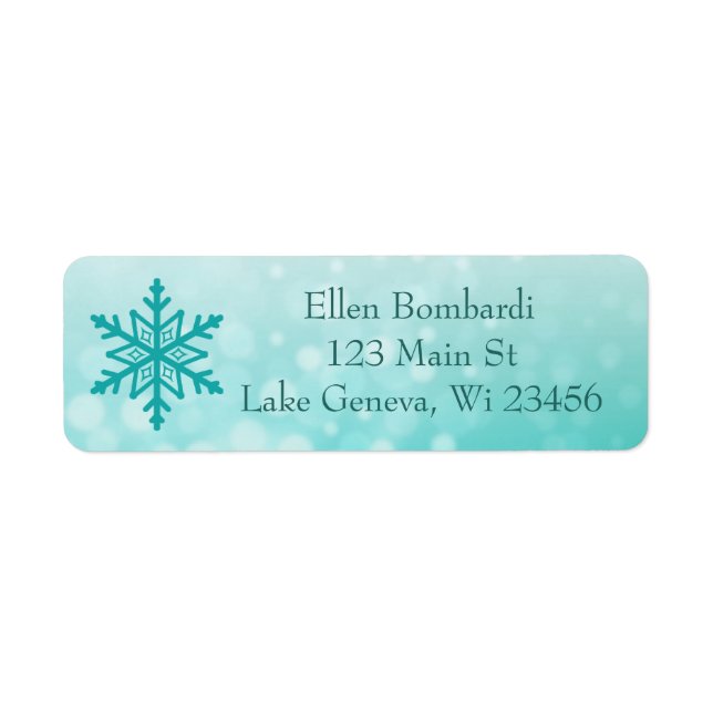 Teal Snowflake Return Address Label (Front)