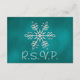 Teal Snowflake Wedding RSVP Response Card