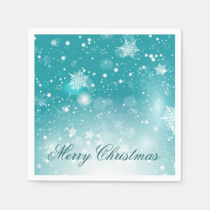 Teal Snowflakes Christmas Holiday   Napkin