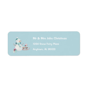 Teal Snowman Custom Return Address Holiday