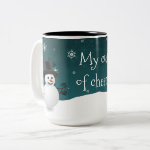 Teal Snowman Winter Scene Christmas Mug