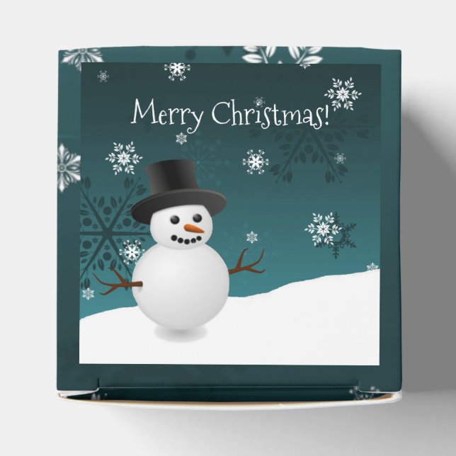 Teal Snowman Winter Scenery Christmas Favour Box (Top)