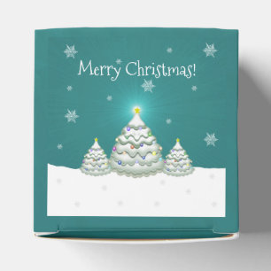 Teal Snowy Christmas Tree Favour Box