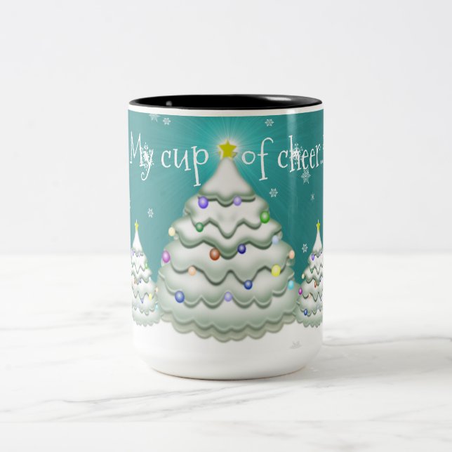 Teal Snowy Christmas Tree Mug (Center)