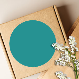 Teal Solid Colour   Classic   Elegant Round Sticker
