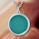 Teal Solid Colour | Classic | Elegant Silver Plated Necklace<br><div class="desc">Teal Solid Colour | Classic | Elegant | Trendy | Stylish | Gift</div>