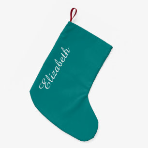 Teal Solid Colour Small Christmas Stocking