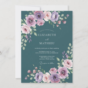 Teal Sophisticated Winter Wedding Invitation