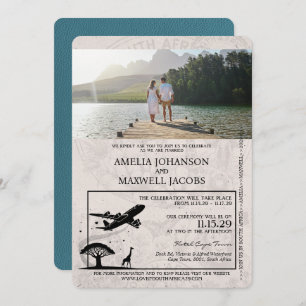 Teal South Africa Passport Wedding Invitation