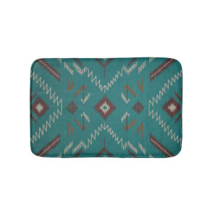 Teal Southwest Navajo Geometric Bath Mat