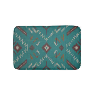 Teal Southwest Navajo Geometric Bath Mat