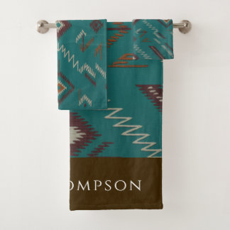 Teal Southwest Navajo Geometric Bath Towel Set