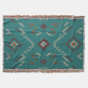 Teal Southwest Navajo Geometric Throw Blanket