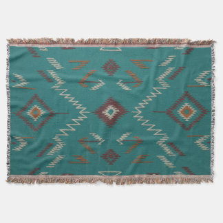 Teal Southwest Navajo Geometric Throw Blanket