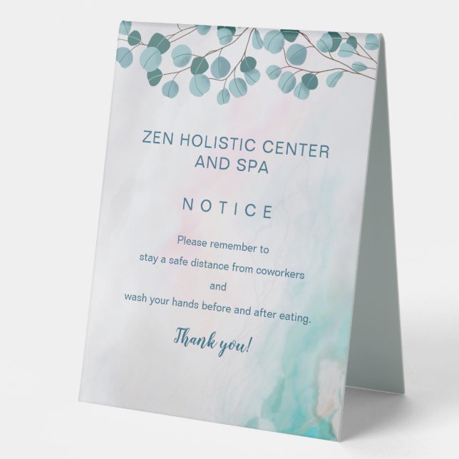 Teal Spa Business COVID Safety Break Room (Front)