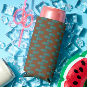 Teal Spaceships  Seltzer Can Cooler