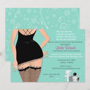 Teal Sparkle Lingerie Bridal Shower Invitation