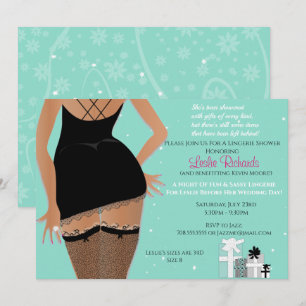 Teal Sparkle Lingerie Bridal Shower Invitation