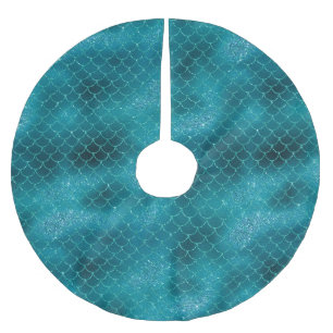 Teal Sparkle Mermaid Brushed Polyester Tree Skirt