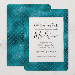 Teal Sparkle Mermaid Invitation
