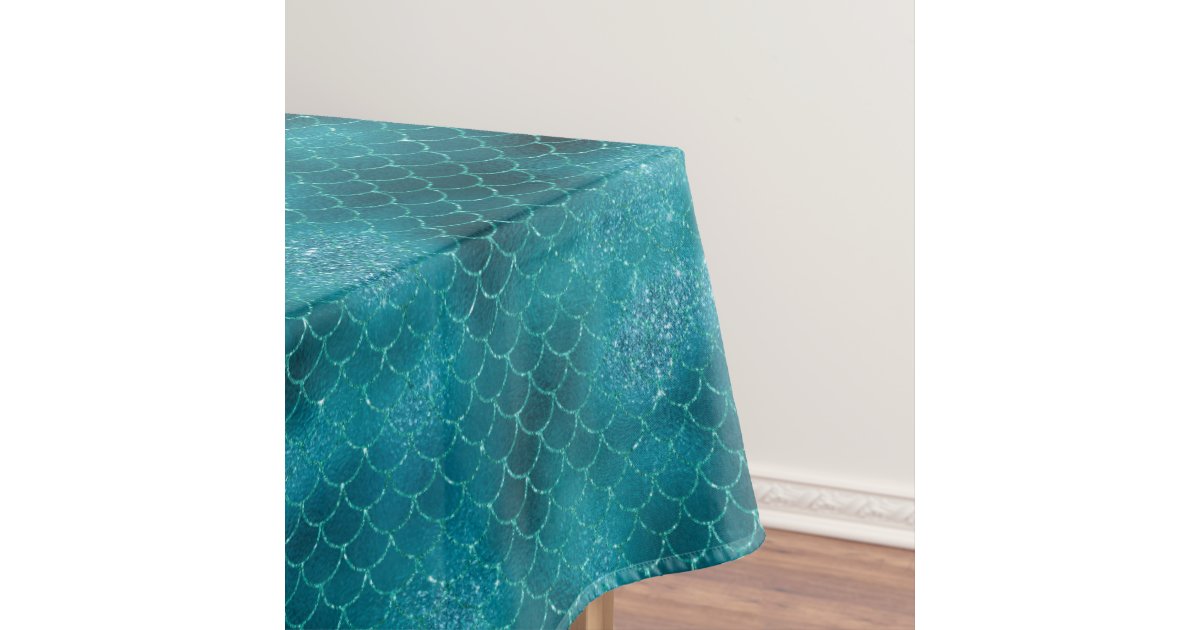Teal Sparkle Mermaid Tablecloth Zazzle