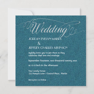 Teal Sparkle Modern Wedding Invitation
