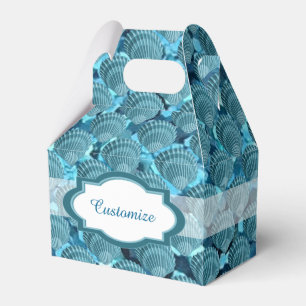 Teal Sparkle Seashell Gable Favour Box