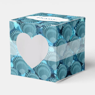 Teal Sparkle Seashell Heart Favour Box