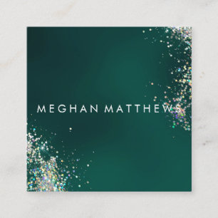 Teal Sparkle Splashes Beauty Stylist  Square Business Card