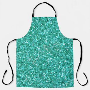 Teal sparkling glitter pattern apron