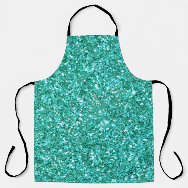 Teal sparkling glitter pattern       apron (Front)