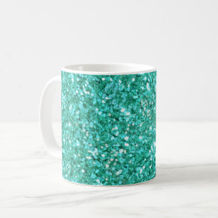 Teal sparkling glitter pattern   coffee mug