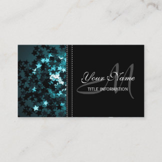 Teal Sparkly Stars Business Card