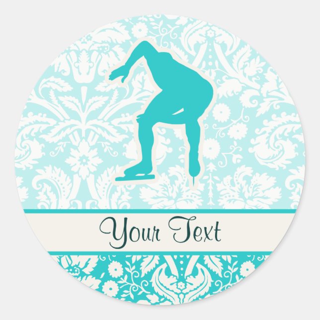 Teal Speed Skater Classic Round Sticker (Front)