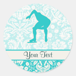 Teal Speed Skater Classic Round Sticker
