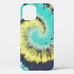 Teal Spiral: Grunge Hippie Texture. iPhone 12 Case
